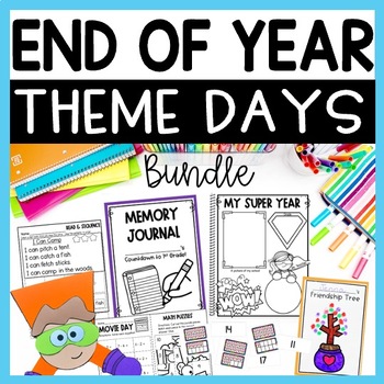 Preview of Kindergarten End of the Year Countdown Activities, Last Week of School Theme Day