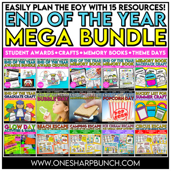 Preview of End of the Year Countdown Activities, Student Awards, Memory Book, Crafts Bundle