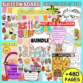 Preview of End of the Year Craft Bulletin Board Summer Door Décor Fun June Activity Bundle