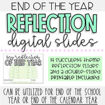 Preview of End of the Year DIGITAL Reflection Slides | EDITABLE | Reflection Printable