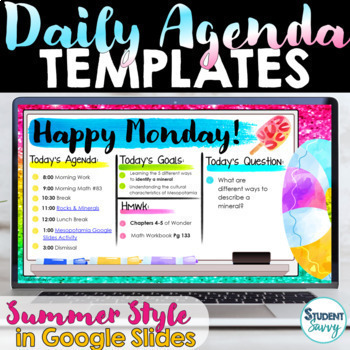 Preview of End of the Year Daily Agenda Template Summer Daily Schedule Google Slides Weekly