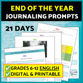 End of the Year Daily Journaling Middle & High school Engl