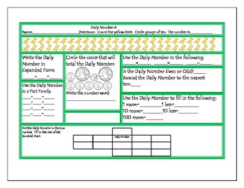 Preview of Daily Number-2nd Grade Review-2 Levels-with Tens and Ones