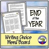 End of the Year ELA Menu Choice Board Middle Grades w/ Eas