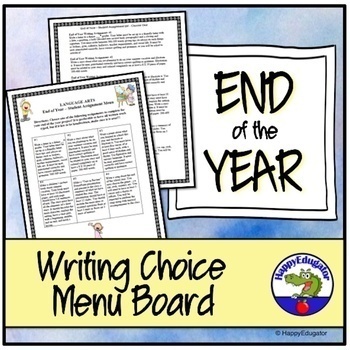 Preview of End of the Year ELA Menu Choice Board Middle Grades with Easel Activity