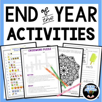 Preview of End of the Year Activities ELA | Fun Last Week of School Worksheets Last Day