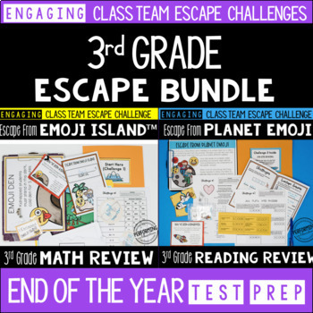 Preview of End of the Year Escape Room for 3rd Grade Bundle: Reading & Math Activity