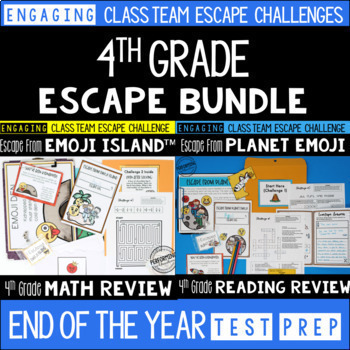 Preview of End of the Year Escape Room for 4th Grade Bundle: Reading & Math Activity