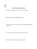 End of the Year Evaluation Sheet