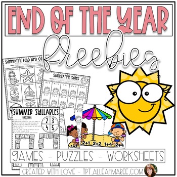 Preview of End of the Year FREE Worksheets and Games