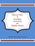 End of the Year FUN Activities for Middle School