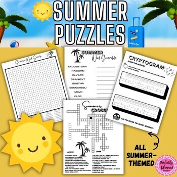 Preview of End of the Year | Fun Summer Crossword | Word Search | Early Finishers | Puzzles