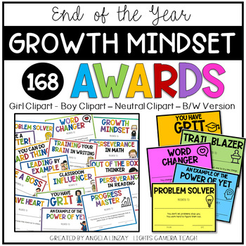 Preview of 168 End of the Year GROWTH MINDSET Awards {EDITABLE}