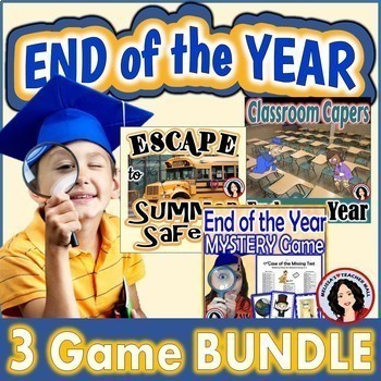 Preview of End of the Year Games  Escape Room Guess Who Classroom Capers 3 Game Bundle