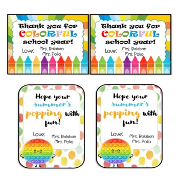 End of Year Gift Bag Tags, 4th Grade Resource