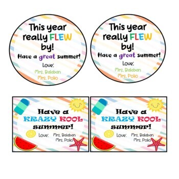 End of the Year Gift Tags & Gift Ideas, 5 EDITABLE Designs| Summer Gift ...