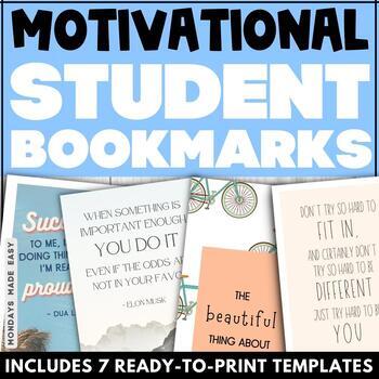 Preview of End of the Year Gifts for Students - Bookmark Templates with End of Year Quotes