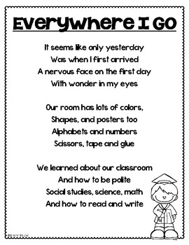 kindergarten graduation end of the year poem and labels by cameron