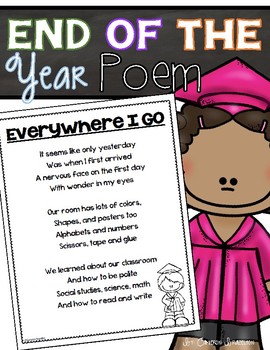 Preview of Kindergarten Graduation End of the Year Poem and Labels