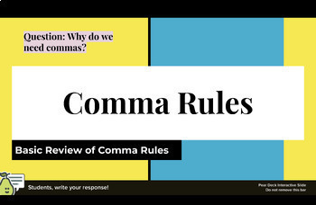 Preview of End of the Year Grammar Review: Commas PearDeck 