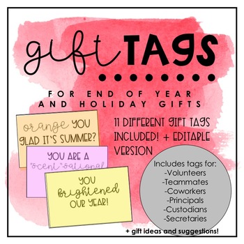 Preview of End of the Year/Holiday Tags for Multiple Gift Ideas