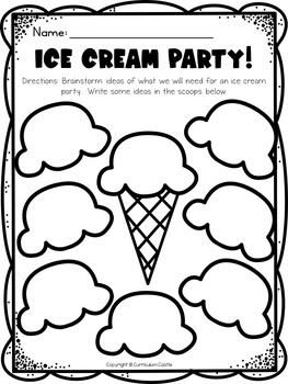 end of the year ice cream activity by curriculum castle tpt