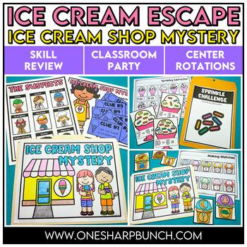 Preview of End of the Year Countdown Ice Cream Theme Day Escape Room Activities and Centers