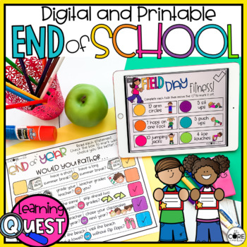 Preview of End of the Year Digital Activities - Last Day of School Reflection Lesson Plans