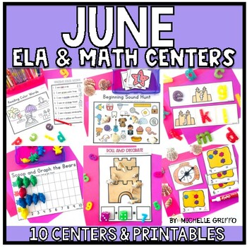 Preview of End of the Year June Kindergarten Centers TK ELA and Math Literacy