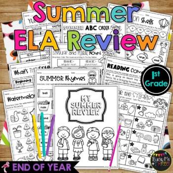 Preview of End of the Year LITERACY REVIEW Summer Packet 1st Grade ELA No Prep Printables