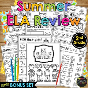 Preview of End of the Year LITERACY REVIEW Summer Packet 2nd Grade ELA No Prep Printables