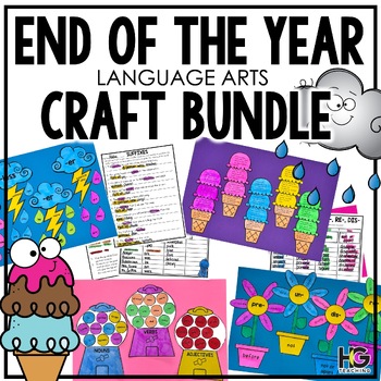 Preview of End of the Year Language Arts Craft Bundle and Review Worksheets | Test Prep