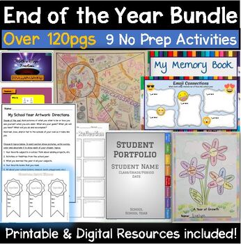 Preview of End of the Year Last week of School Activities Project Digital Resources Bundle