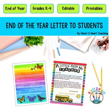 End of Year Letter to Students - Send a Special Goodbye Note Home!