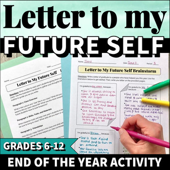 Writing a Letter to Future Self Template for Middle School and High School