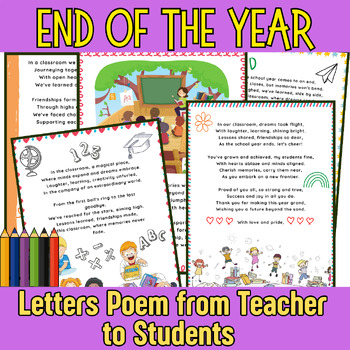 Preview of end of the year poem from teacher to Students