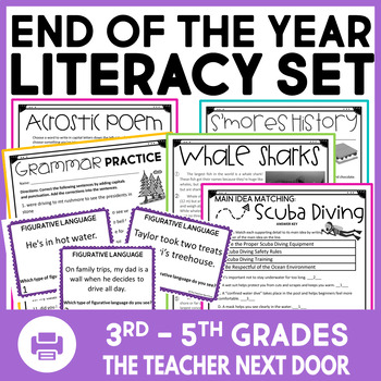 Preview of End of the Year Literacy Reading Comprehension May June Reading Activities EOY