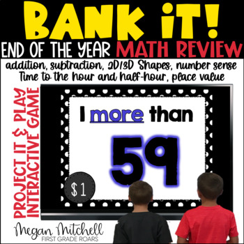 Preview of End of the Year MATH Fact Fluency Movement Break Review Bank It Projectable Game