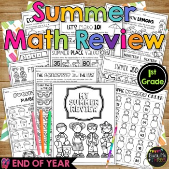Preview of End of the Year MATH REVIEW Summer Packet for 1st Grade No Prep Printables
