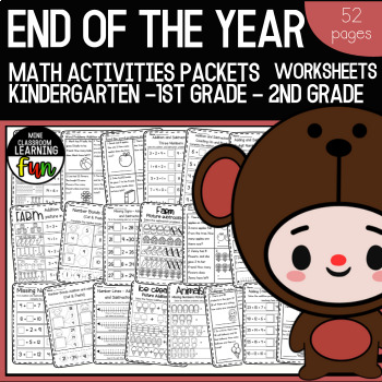 Preview of End of the Year Math Activities Packets Kindergarten -1st Grade - 2nd Grade