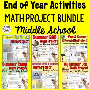 Preview of End of the Year Math Activity Bundle for Middle School