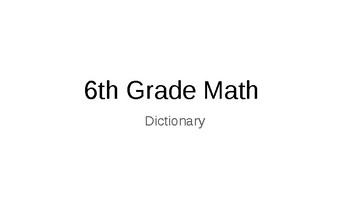 Preview of End of the Year Math Dictionary
