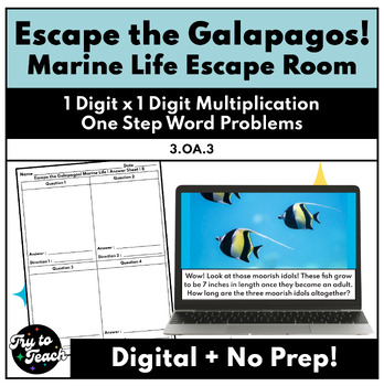 Preview of End of the Year Math Escape Room - Digital Resource - One Digit Multiplication