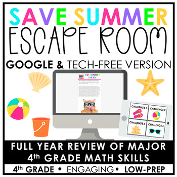 Preview of End of the Year Math Escape Room | 4th Grade