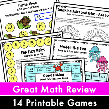 End Of The Year Math Games Second Grade: Summer Packet Activities