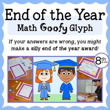 Preview of End of the Year Math Goofy Glyph 8th grade | Math Enrichment | Fun Math