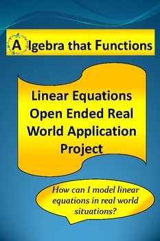 Preview of Math Project Linear Equations Open-Ended Real World Application *DISTANCE LEARN