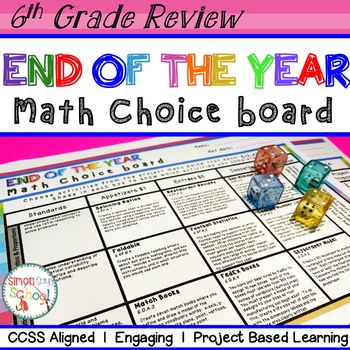 Preview of 6th Grade Math Choice Board – End of the Year Math Activity - Distance Learning
