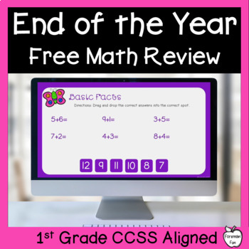 Preview of End of the Year Math Review FREE - 1st Grade - Google Slides Activity