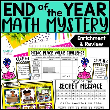 Preview of End of the Year Math Review, Math Challenge, Math Enrichment Projects 2nd Grade